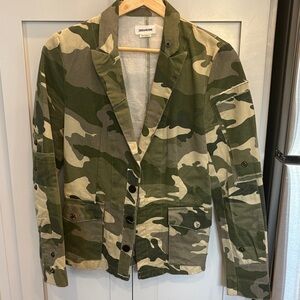 Zadig & Voltaire Green and Tan Camo Blazer